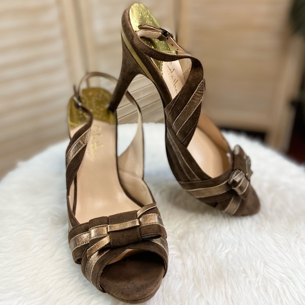 •Cole Haan• sueded slingback open toe shoes